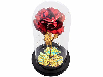 Lunartec Ewige rote Rose unter Glas mit LED-Licht, 21,5 cm, in Geschenktasche