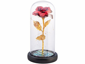 Lunartec Ewige rote Rose unter Glas mit LED-Licht, 21,5 cm, in Geschenktasche