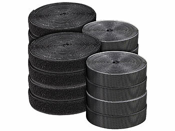 Kabelklettbänder: PEARL 8er-Set ultrastarke Premium-Klettbänder, selbstklebend, 25mm, 8 Meter