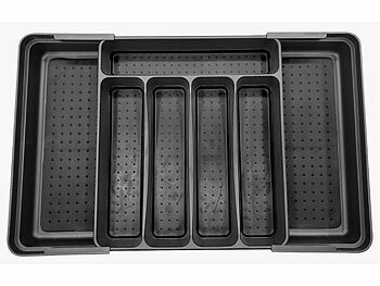 Schubladenorganizer: Rosenstein & Söhne Besteckkasten für Schubladen, ausziehbar: 30 auf 52,5 x 33,5 x 5,5 cm