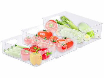 Rosenstein & Söhne 12er-Set Kühlschrank-Organizer, stapelbar, in 3 Größen, BPA-frei