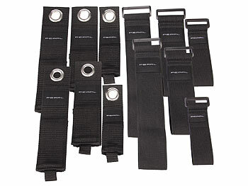 Klettband mit Metallöse: PEARL 12 Klettbänder mit stabiler Öse, für Kabel und Schläuche 