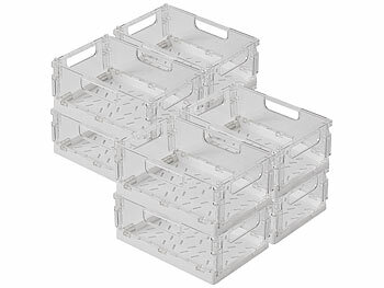 Gemüsefach-Organizer: Rosenstein & Söhne 8er-Set faltbare Kühlschrank-Organizer, transparent, 31 x 20,5 x 13 cm 