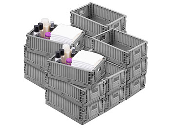 Klappboxen Einkauf: Rosenstein & Söhne 16er-Set Kunststoff-Aufbewahrungskisten, stapelbar, 21 x 14 x 8 cm 