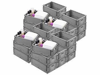 Speisekammer-Boxen: Rosenstein & Söhne 32er-Set Kunststoff-Aufbewahrungskisten, stapelbar, 21 x 14 x 8 cm