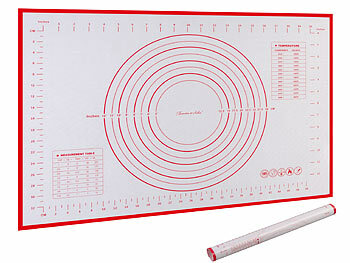 Silikonbackmatte: Rosenstein & Söhne Silikon-Backmatte mit Maßen & Schablonen, Antihaft, 60 x 40 cm