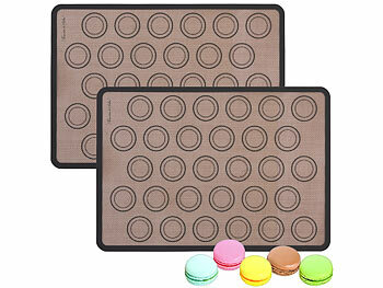 Backpapier: Rosenstein & Söhne 2er-Set rutschfeste Macarons-Silikon-Backmatten, 40 x 30 cm