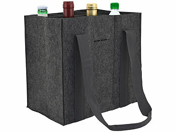 Filztasche Flaschen: PEARL Filz-Flaschen-Tragetasche für 6 Flaschen, je bis 1,5 Liter, anthrazit