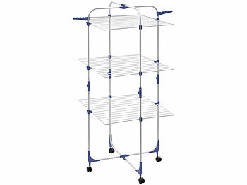 PEARL 2er set 3 Etagen Wäscheturm mit Rollen, 30 m Trockenstange, klappbar