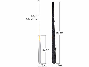 Lunartec 12er-Set schwebende LED-Kerzen mit Zauberstab-Fernbedienung, 15 cm