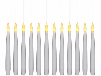 Lunartec 12er-Set schwebende LED-Kerzen mit Zauberstab-Fernbedienung, 15 cm