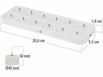 Lunartec 24er-Set LED-Akku-Teelichter mit USB-Ladestation, Fernbedienung, Timer