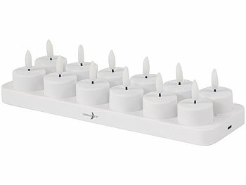 Lunartec 24er-Set LED-Akku-Teelichter mit USB-Ladestation, Fernbedienung, Timer