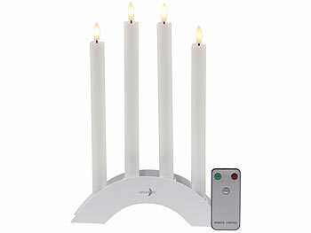 Lunartec 16 Akku-LED-Stabkerzen mit Dochten, Bogen-Ladestation, Timer, w