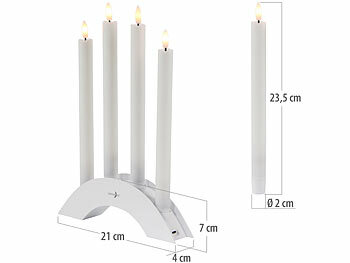 Lunartec 16 Akku-LED-Stabkerzen mit Dochten, Bogen-Ladestation, Timer, w