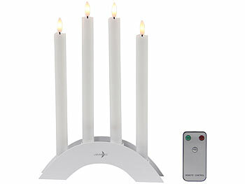 Lunartec 16 Akku-LED-Stabkerzen mit Dochten, Bogen-Ladestation, Timer, w