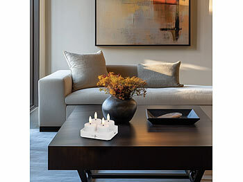 Lunartec 4er-Set LED-Akku-Teelichter mit USB-Ladestation, Fernbedienung, Timer