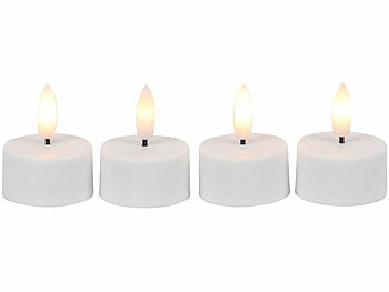 Lunartec 4er-Set LED-Akku-Teelichter mit USB-Ladestation, Fernbedienung, Timer
