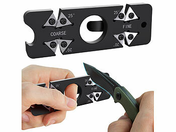 Rosenstein & Söhne 2er-Set 6in1-Outdoor-Messerschärfer mit Flaschenöffner & Gürtelclip