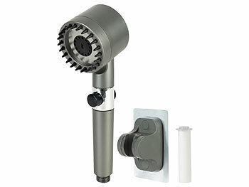Duschkopf: BadeStern Hochdruck-Massage-Handbrause mit Silikon-Massagebürste, 4 Modi, Filter