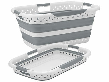 Klappwäschekorb: infactory 2er Faltbarer Wäschekorb mit Belüftungslöchern und 3 Griffe, 28 Liter