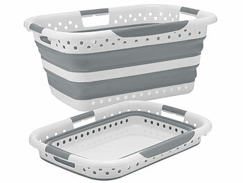 Klappwäschekörbe: infactory 2er Faltbarer Wäschekorb mit Belüftungslöcher und 3 Griffe, 40 Liter