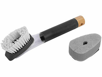 Sichler Spülbürste mit Spülmittelspender, je 2 Ersatz-Bürstenköpfe & -Schwämme