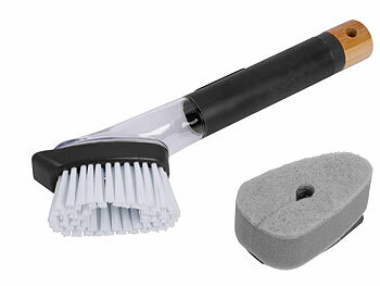 Sichler Spülbürste mit Spülmittelspender, je 2 Ersatz-Bürstenköpfe & -Schwämme