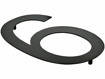PEARL Hausnummer aus Metall, Nummer 6, 200 x 130 x 2 mm, schwarz