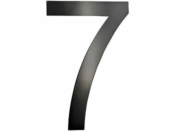 Buchstaben: PEARL Hausnummer aus Metall, Nummer 7, 200 x 130 x 2 mm, schwarz 