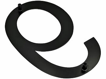 PEARL Hausnummer aus Metall, Nummer 9, 200 x 130 x 2 mm, schwarz