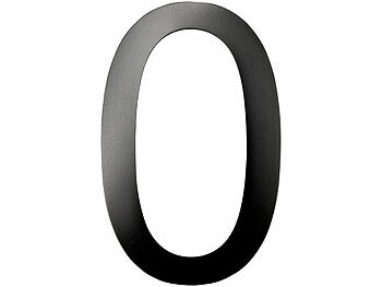 Buchstaben: PEARL Hausnummer aus Metall, Nummer 0, 200 x 130 x 2 mm, schwarz