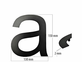 PEARL Hausnummer aus Metall, Buchstabe a, 150 x 130 x 2 mm, schwarz