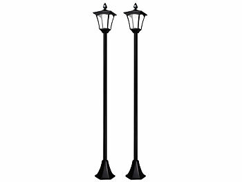 Solar LED Gartenlaterne: Royal Gardineer 2er-Set Solar-LED-Laternen, PIR-Sensor, Dämmerungssensor, 200lm, 200cm
