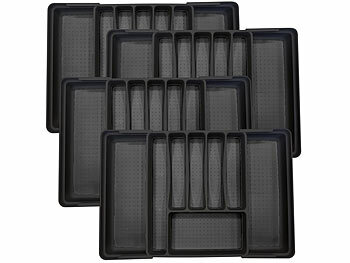 Küchenbesteckkasten: Rosenstein & Söhne 4er-Set Besteckkasten, ausziehbar: 30 auf 52,5 x 33,5 x 5,5 cm