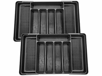 Besteckeinsatz: Rosenstein & Söhne 2er-Set Besteckkasten, ausziehbar: 30 auf 52,5 x 33,5 x 5,5 cm