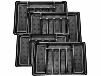 Küchenbesteckkästen: Rosenstein & Söhne 4er-Set Besteckkästen für Schubladen, ausziehbar: 30 - 52,5x33,5x5,5cm