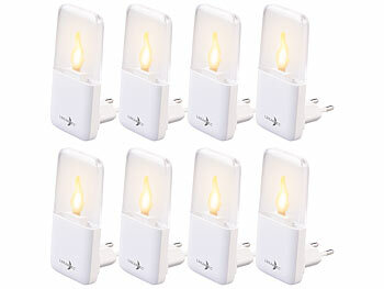 Lunartec 8er-Set LED-Kerzenflackern-Nachtlichter, Steckdose, Dämmerungssensor 