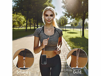 St. Leonhard 2er-Set Handyketten, 160cm, Bänder gold & schwarz, Metallteile golden