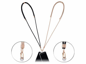 St. Leonhard 2er-Set Handyketten, 160cm, Bänder gold & schwarz, Metallteile golden