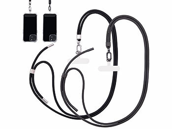 Handy-Lanyard: St. Leonhard 2er-Set Handyketten, 160cm, schwarz, silberne/schwarze Applikationen