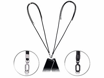 St. Leonhard 2er-Set Handyketten, 160cm, schwarz, silberne/schwarze Applikationen