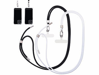 Handy-Kette: St. Leonhard 2er-Set Handyketten, 160cm, weißes/schwares Band, silberne Applikation