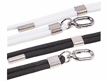St. Leonhard 2er-Set Handyketten, 160cm, weißes/schwares Band, silberne Applikation