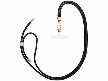 St. Leonhard 2er-Set Handyketten, 160cm, schwarze Bänder, goldene Applikationen