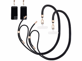 Handykette Universal: St. Leonhard 2er-Set Handyketten, 160cm, schwarze Bänder, goldene Applikationen
