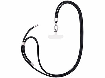 St. Leonhard 2er-Set Handyketten, 160cm, schwarze Bänder, silberne Applikationen