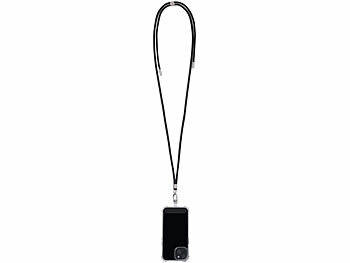 St. Leonhard 2er-Set Handyketten, 160cm, schwarze Bänder, silberne Applikationen