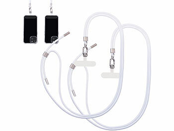 Handy-Schlüsselband: St. Leonhard 2er-Set Handyketten, 160 cm, weiße Bänder, silberne Applikationen