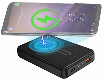 Qi-Powerbank: revolt Wireless-Powerbank, 10.000 mAh, 22,5W PD, USB-A/-C, MagSafe-kompatibel